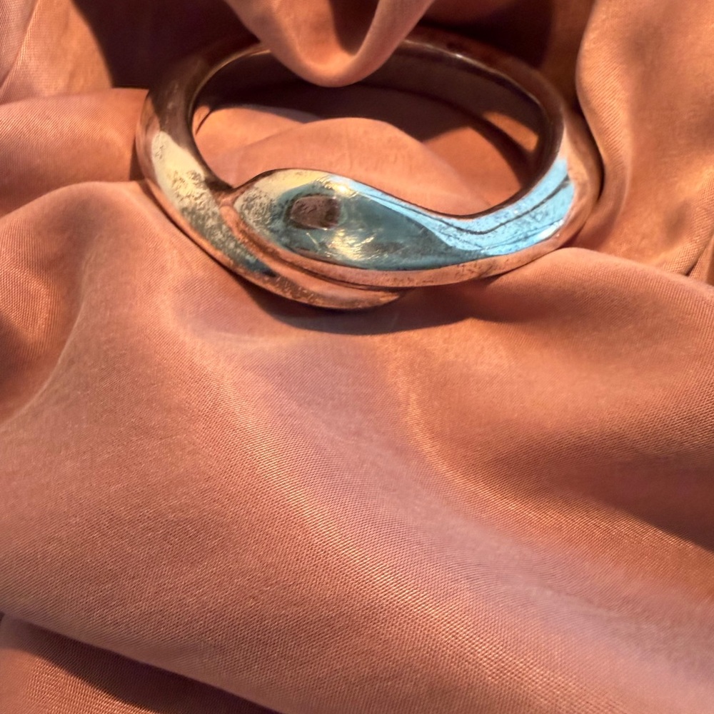 Silver Twisted Hoop Bangle Bracelet